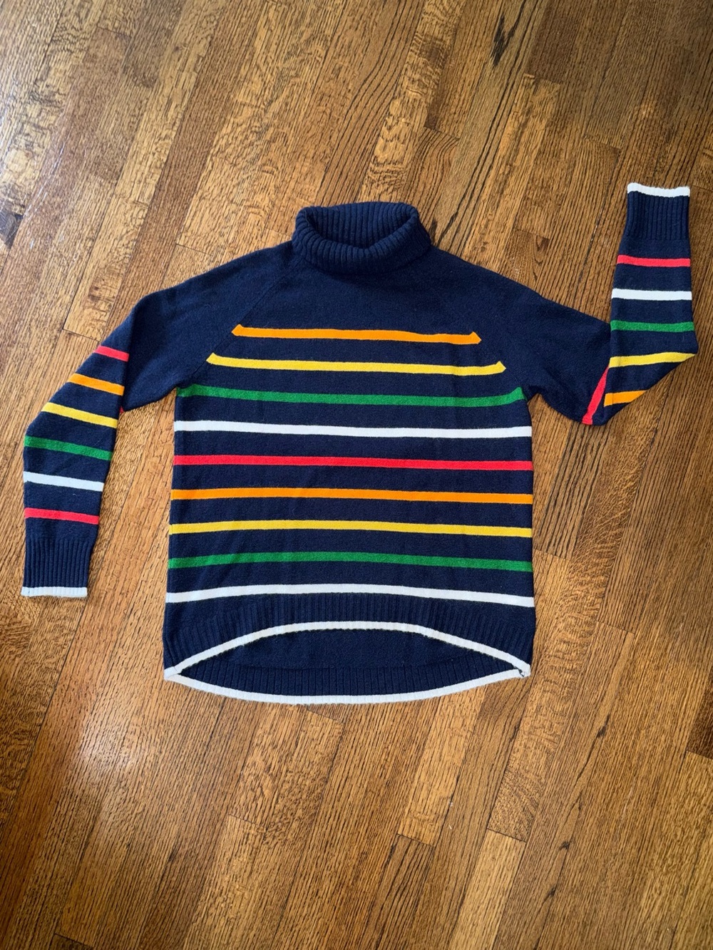 J.Crew Navy Striped Turtleneck Sweater